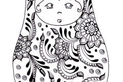 Printable Russian dolls coloring sheets for adults