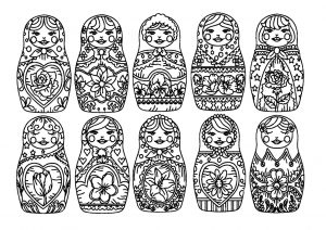 Coloring russian dolls 1