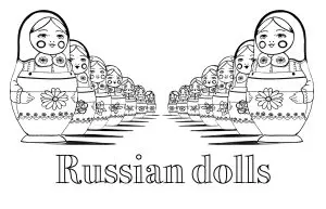 Adult russian dolls perspective double with text