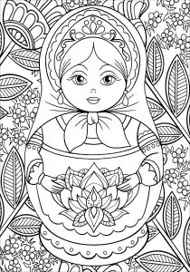 Russian doll, flowers, leaves ...