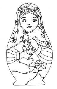 Simple Russian doll (Coloring Page)