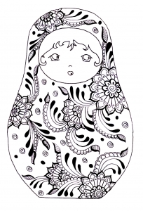 Russian doll and flowers