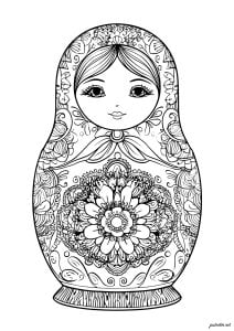 Russian doll and intricate floral motifs