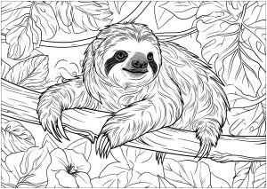 Adorable sloth in a tree
