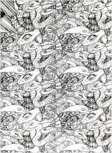 Complex drawing of snakes