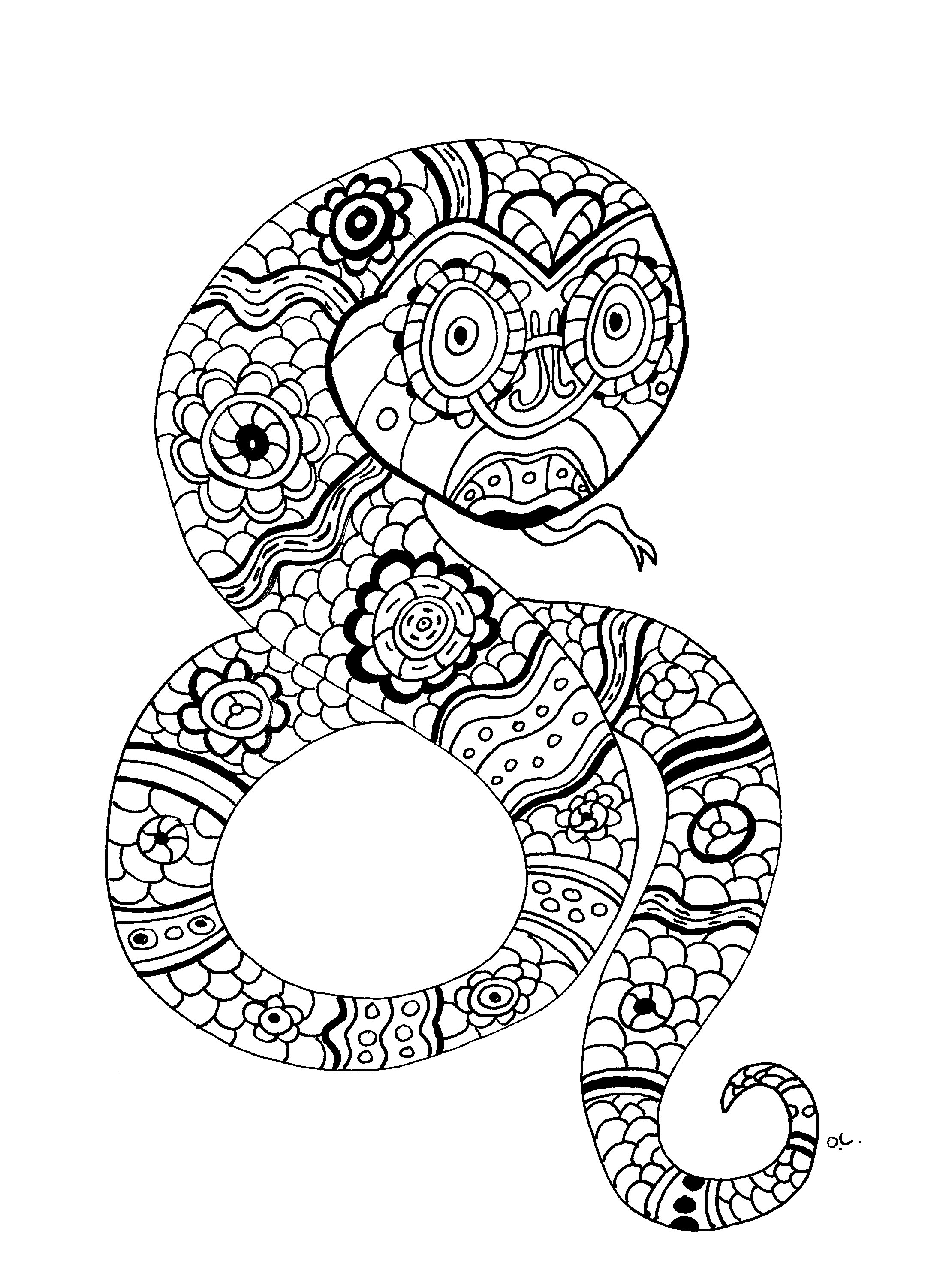 Download The snake by oliv - Snakes Adult Coloring Pages