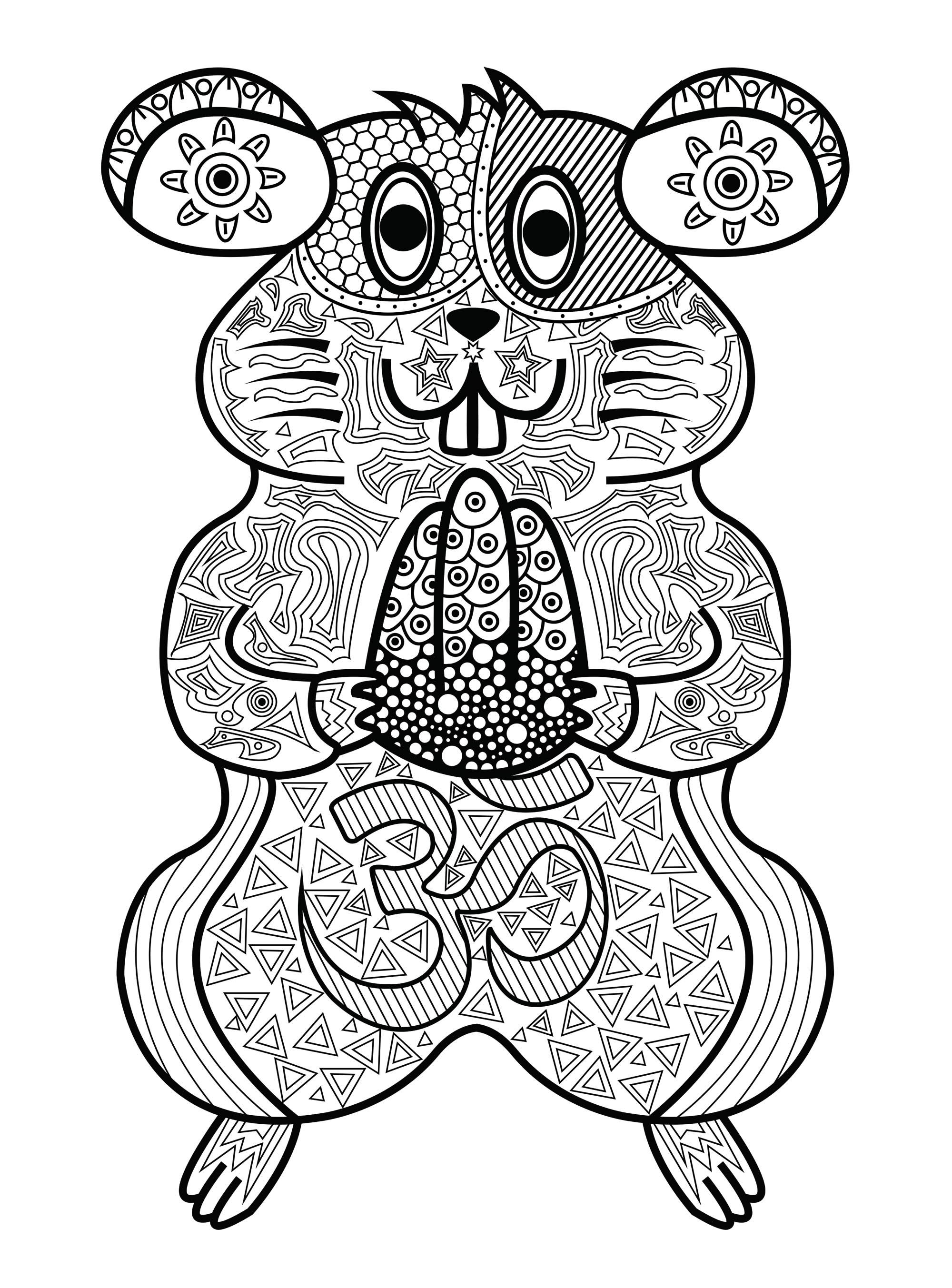 Hamster - Squirrels & Rodents Adult Coloring Pages