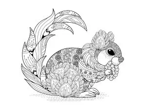 Printable Squirrel complex coloring sheets for adults