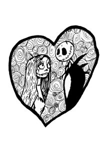 Coloring page valentine day the nightmare before christmas
