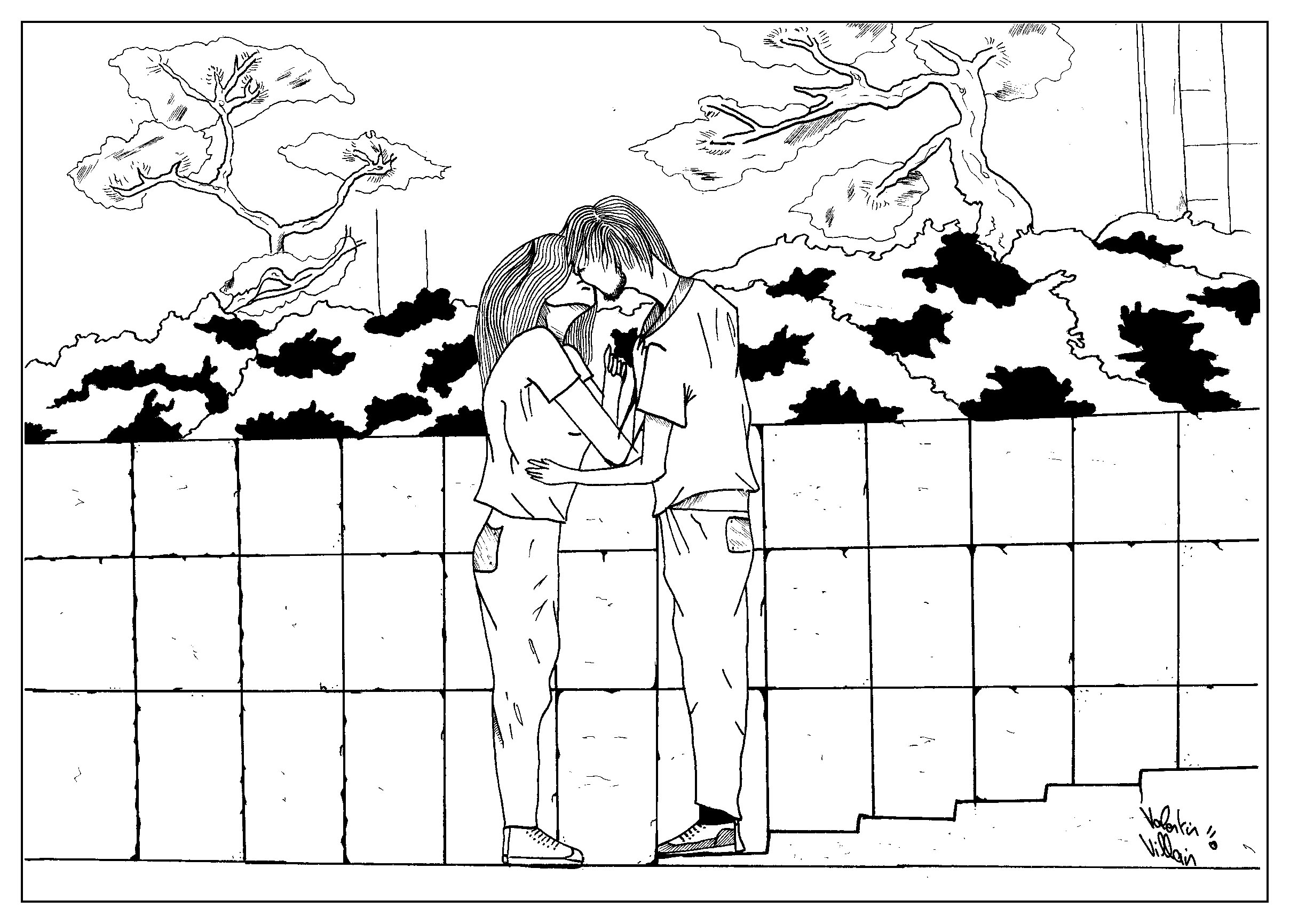 A coloring page to celebrate Love, with a unique style, Artist : Valentin