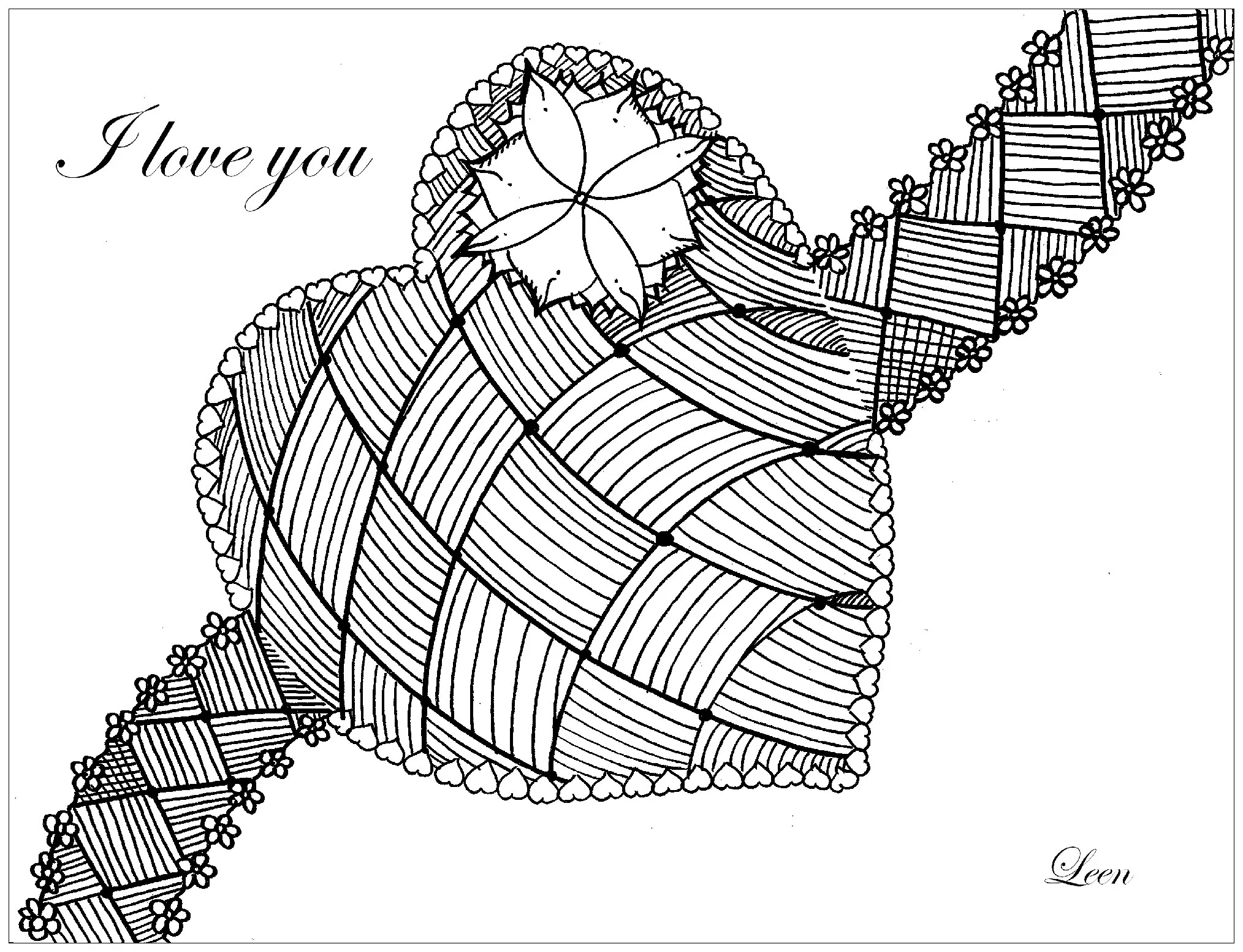 Valentine s day heart love by leen margot (Printable Valentine’s Day Coloring Page for adults)