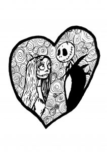 Coloring page valentine day the nightmare before christmas
