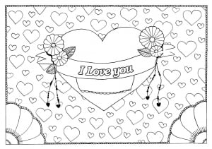 Valentine's Day coloring page - Big heart & little hearts