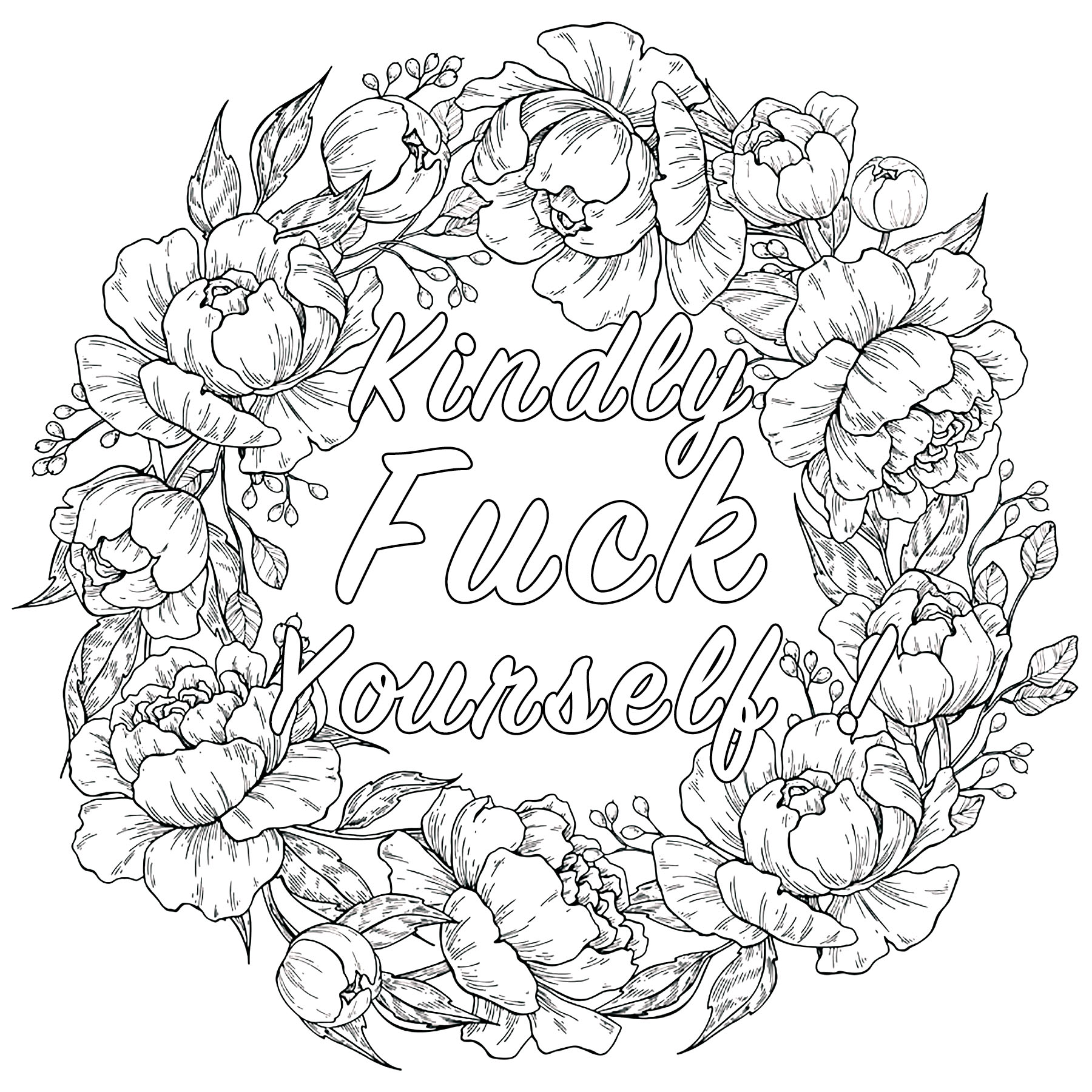 Kindly Fuck Yourself Swear Word Coloring Page Swear Word Adult Coloring Pages