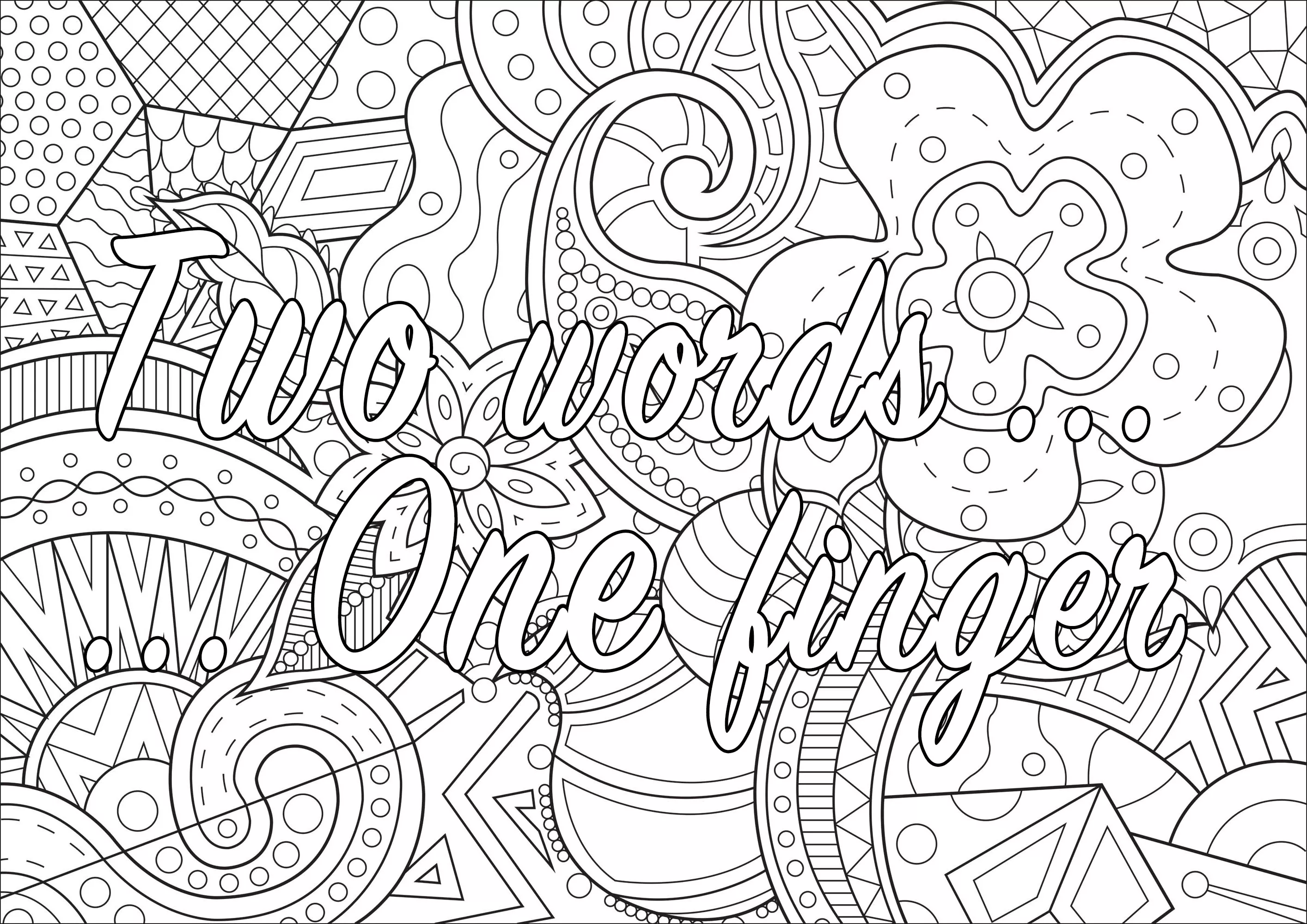 Two words ... one finger (Swear word coloring page)