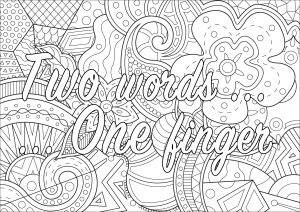 Two words ... one finger (Swear word coloring page)