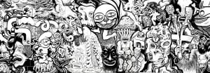Street art : various characters (Graffiti and Street Art Coloring Page)