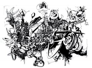 Strange Graffitis (Graffiti and Street Art Coloring Page)