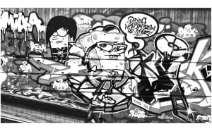 Spongebob Street Art (Graffiti and Street Art Coloring Page)