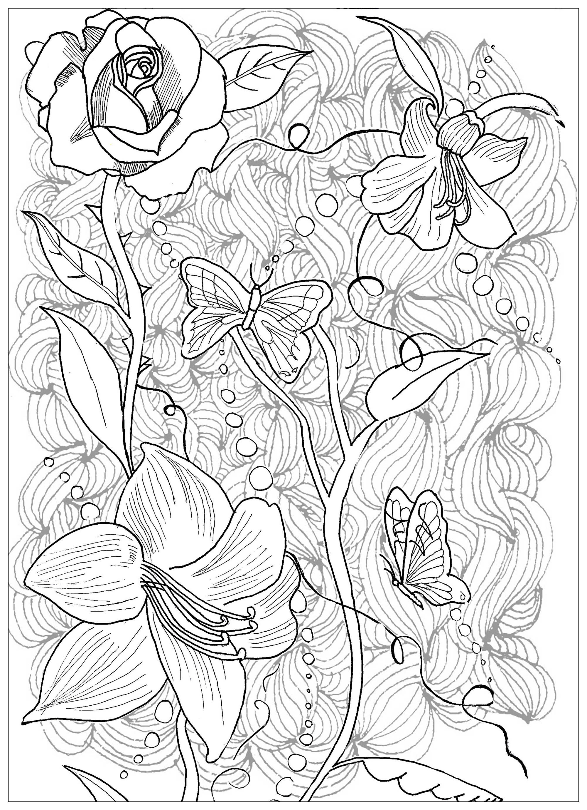 Page Tattoo Flowers Butterfly - Tattoos Adult Coloring Pages