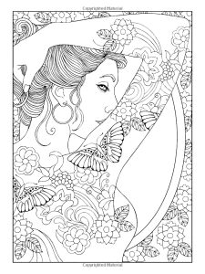 Printable Tattoo Coloring Page for adults : Shoulder-tattooed-woman
