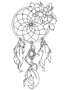 Printable Coloring Page for adults : Dreamcatcher-tattoo-designs