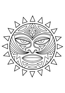 Printable Tattoo Coloring Page for adults : Tiki: Maori symbol