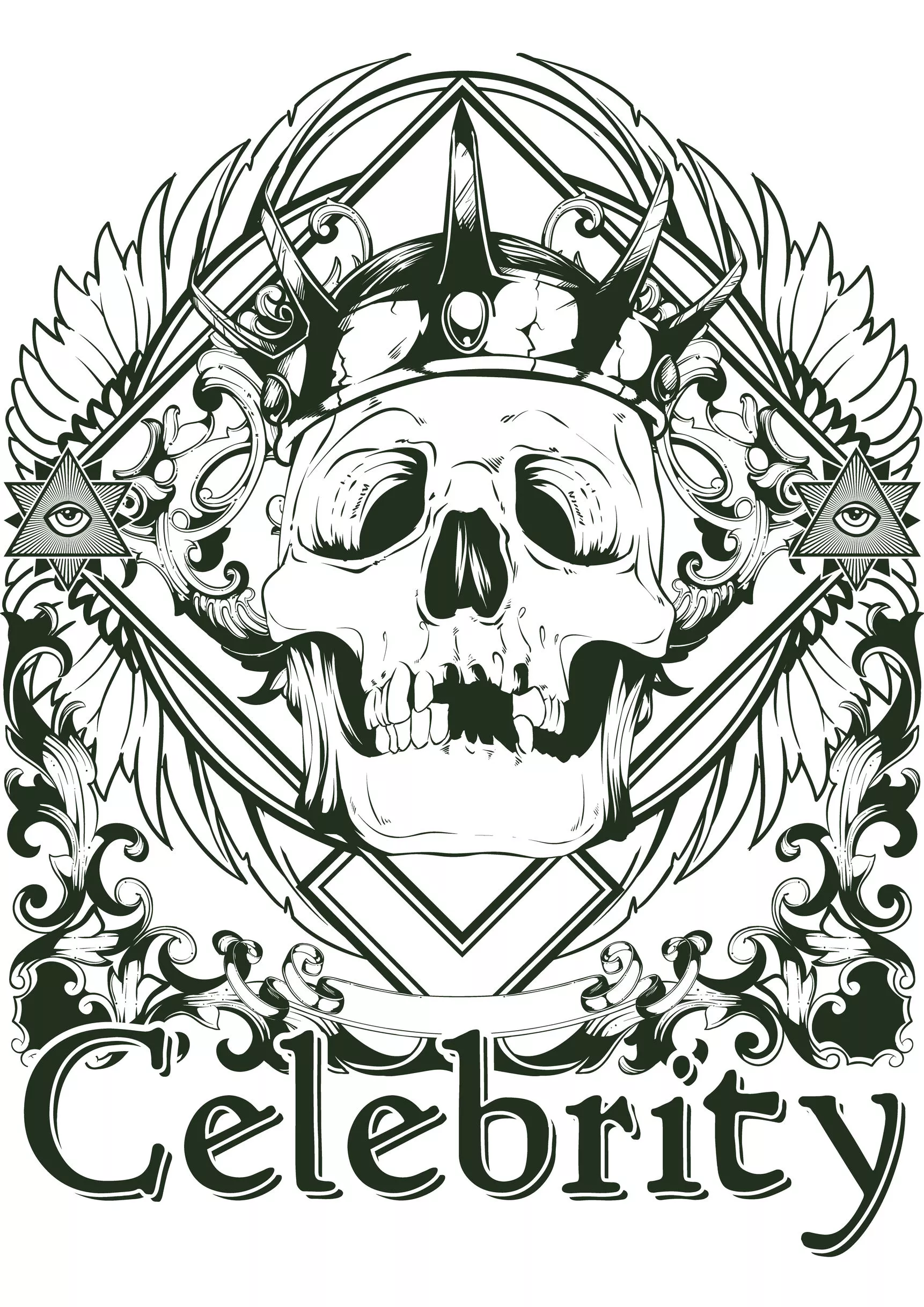 Tattoo skeleton celebrity (Printable Coloring Page for adults)
