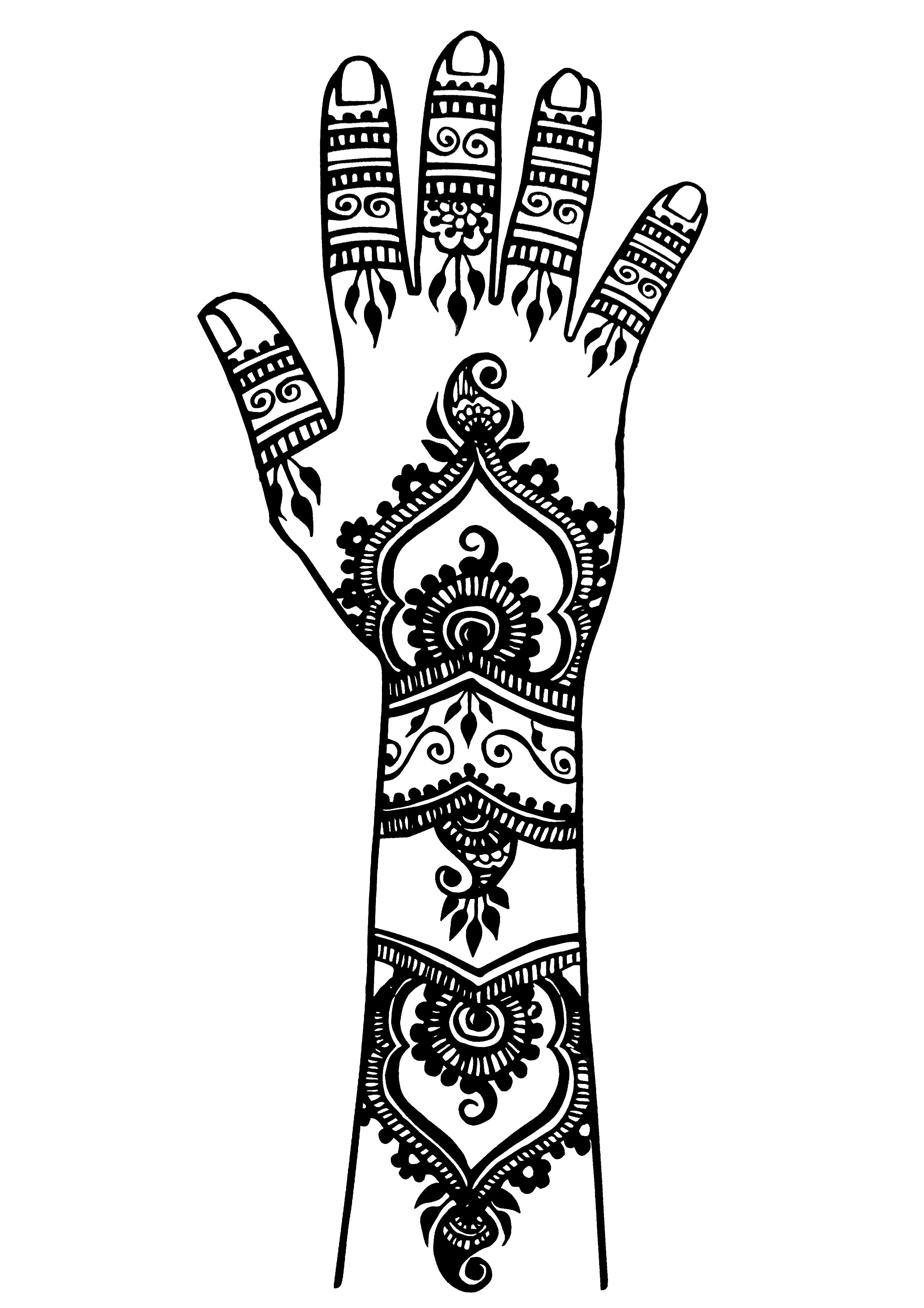 Arm and hand tattoo 2 - Tattoos Adult Coloring Pages