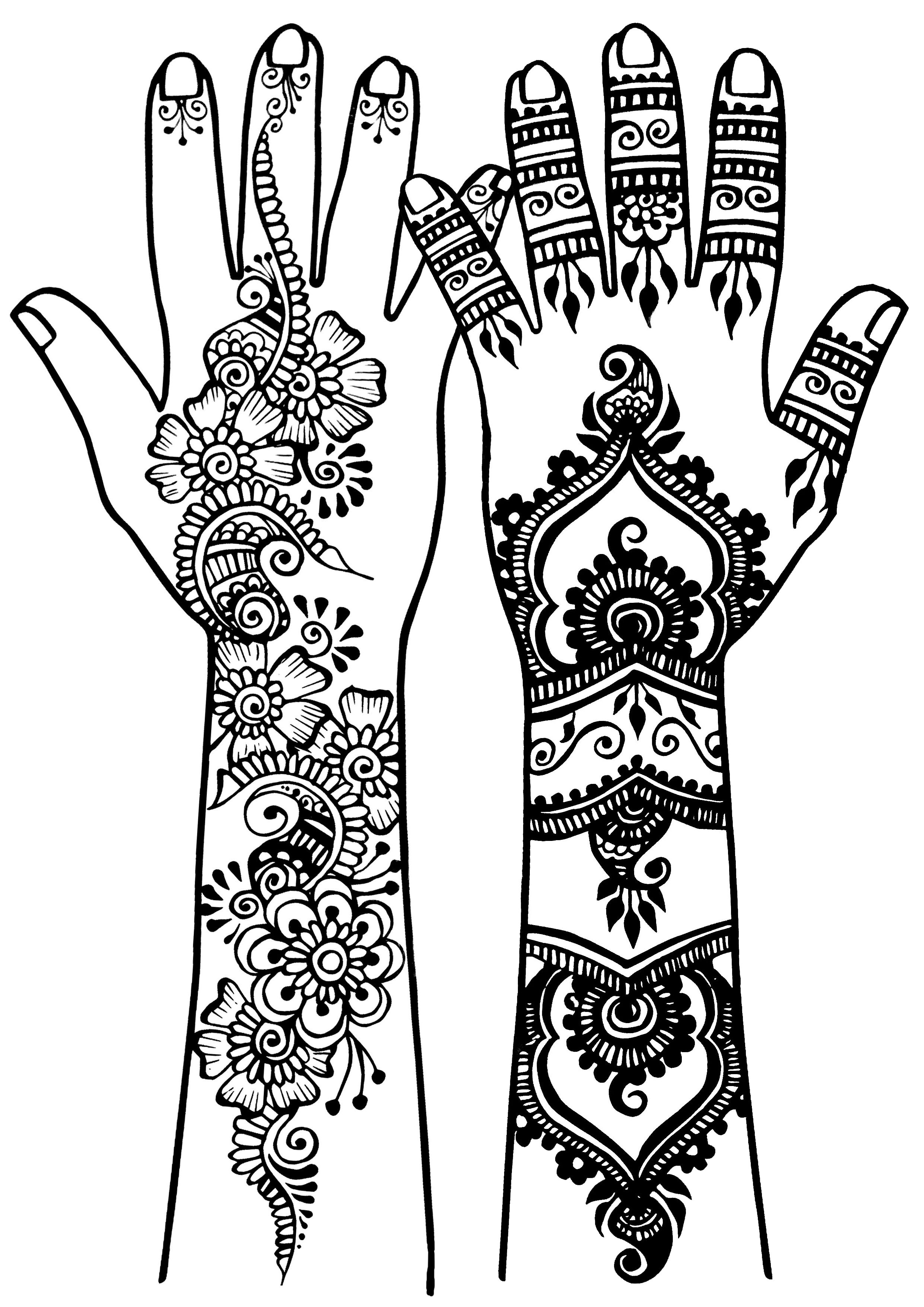 Download Arm and hand tatoo 3 - Tattoos Adult Coloring Pages