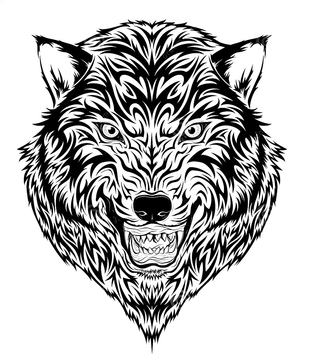 Tiger head composed of thick lines. Perfect for a tattoo