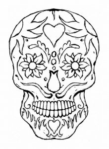 Coloring adult tattoo skull eyes flowers