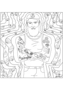 Sailor, tattoos and shells