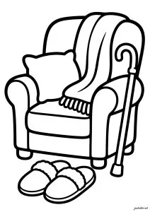 Armchair with blanket and cane