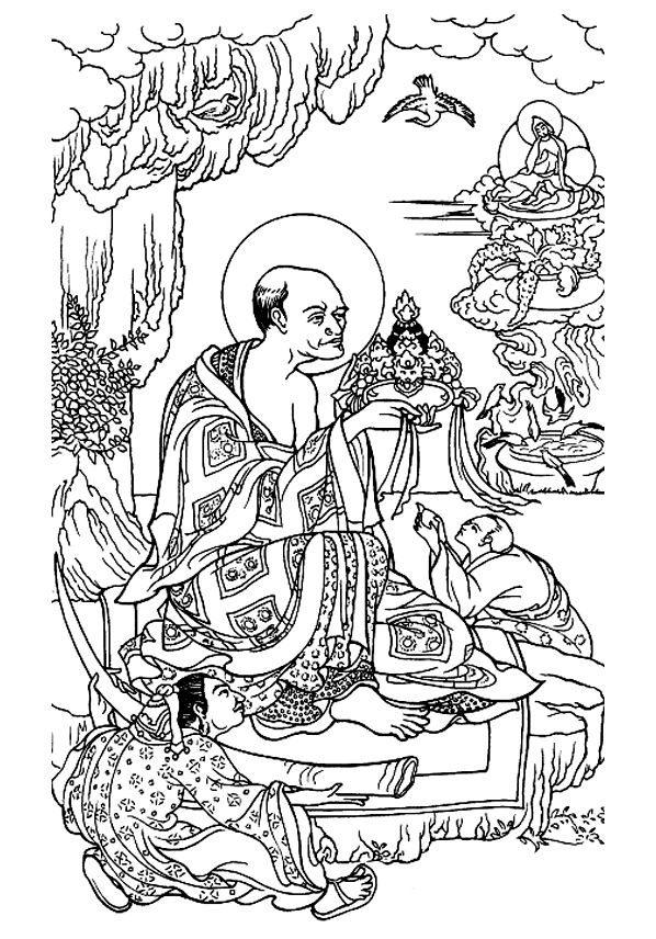 Old illustration of a Tibetan monk