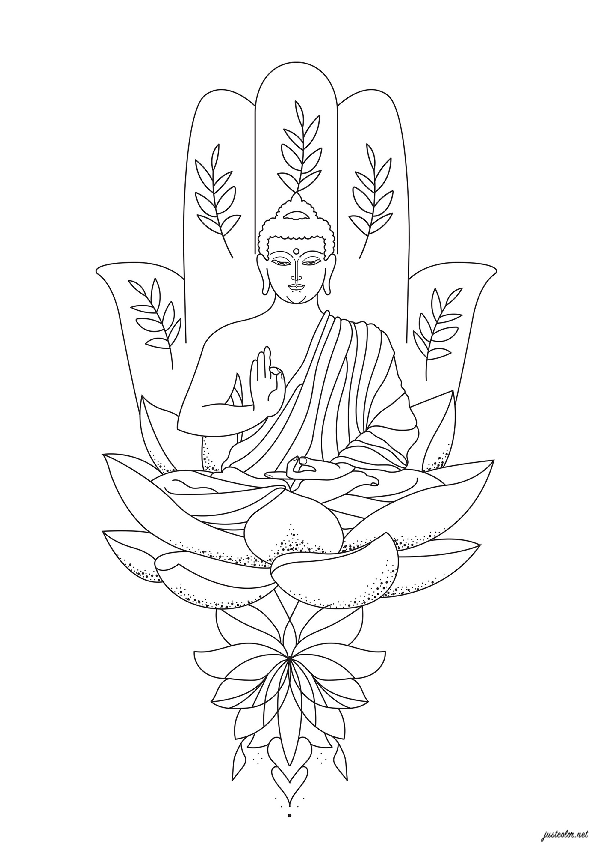 King Bouddha - Tibet Adult Coloring Pages