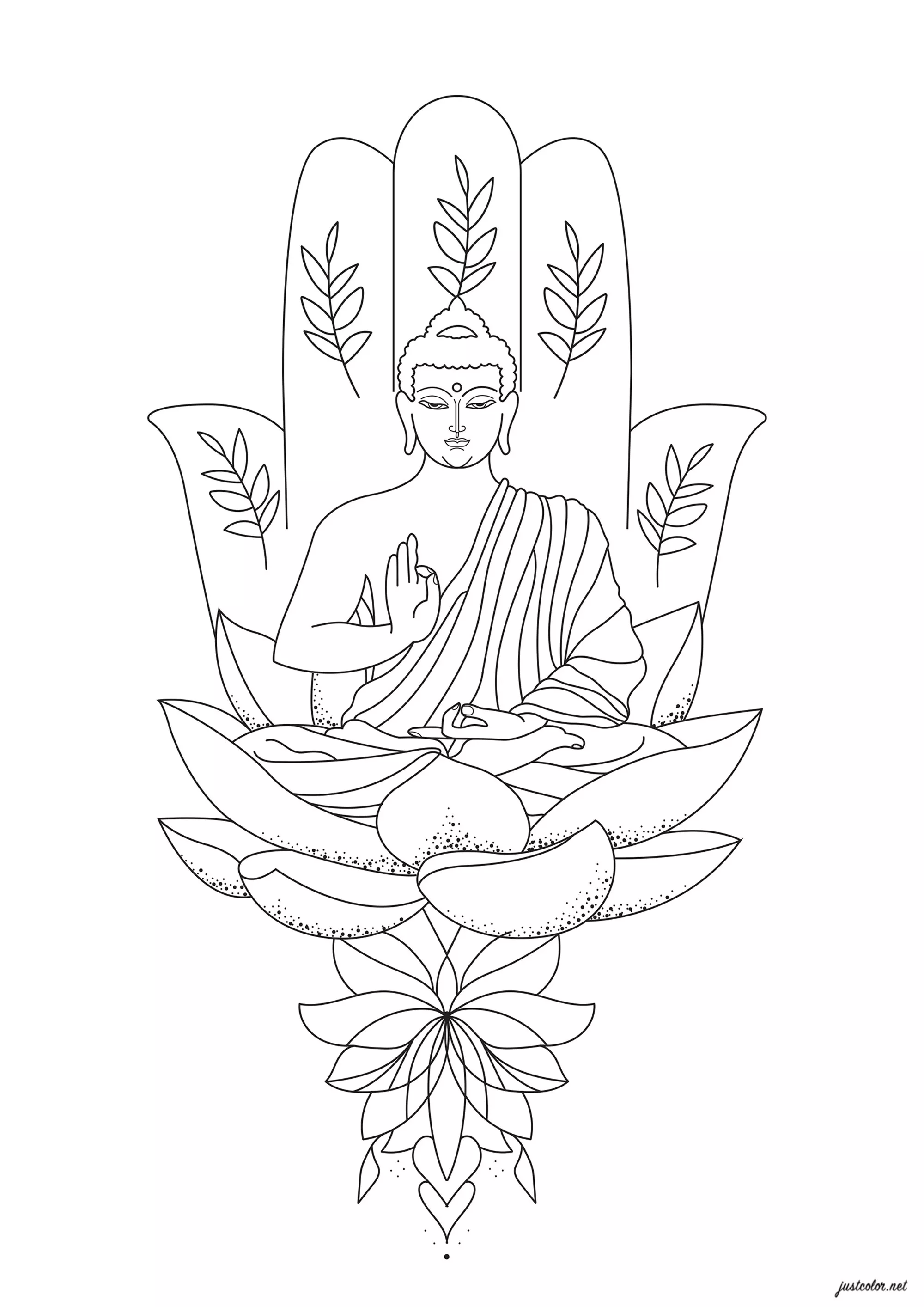 King Bouddha (Printable Tibet Coloring Page for adults)
