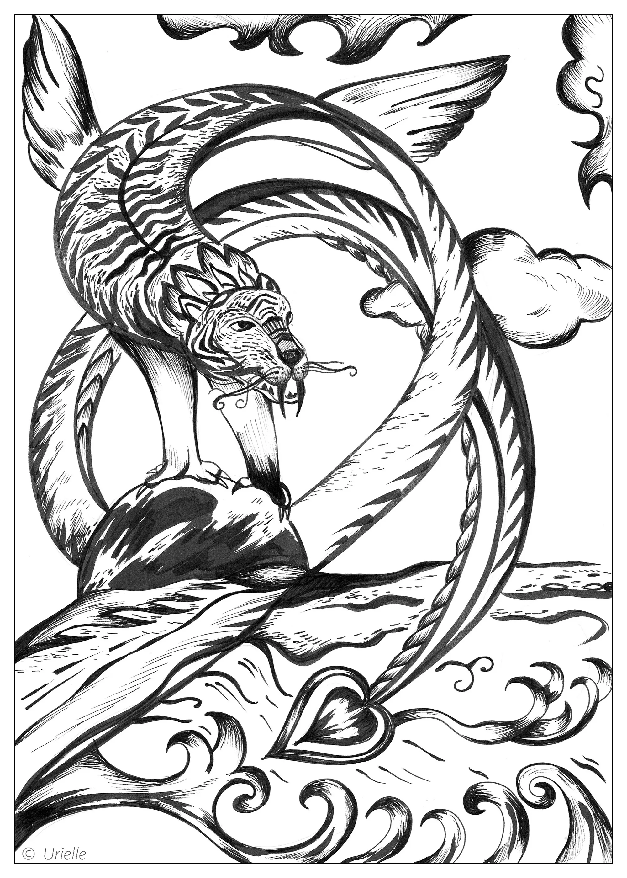 Urielle force (Printable Tiger Coloring Page for adults)