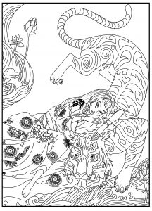 Coloring tiger girl celine