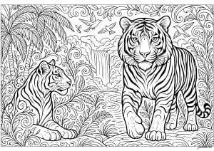 Majestic tigers in the jungle