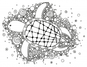 Coloring turtle in sea