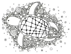 Turtle in a cloud of bubbles
