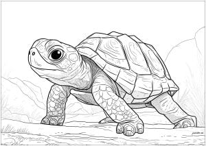 Pretty turtle on the beach (Turtle and Tortoise Coloring Page)