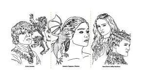 Tyrion Lannister, Daenerys Targaryen, Sansa Stark and Joffrey Baratheon