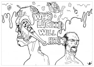 Coloring page inspired by The Walking Dead's world also with the Negan's baseball bat : "Lucille" (TV show Coloring Page)