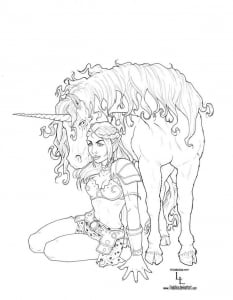 Coloring adult fantasy unicorn