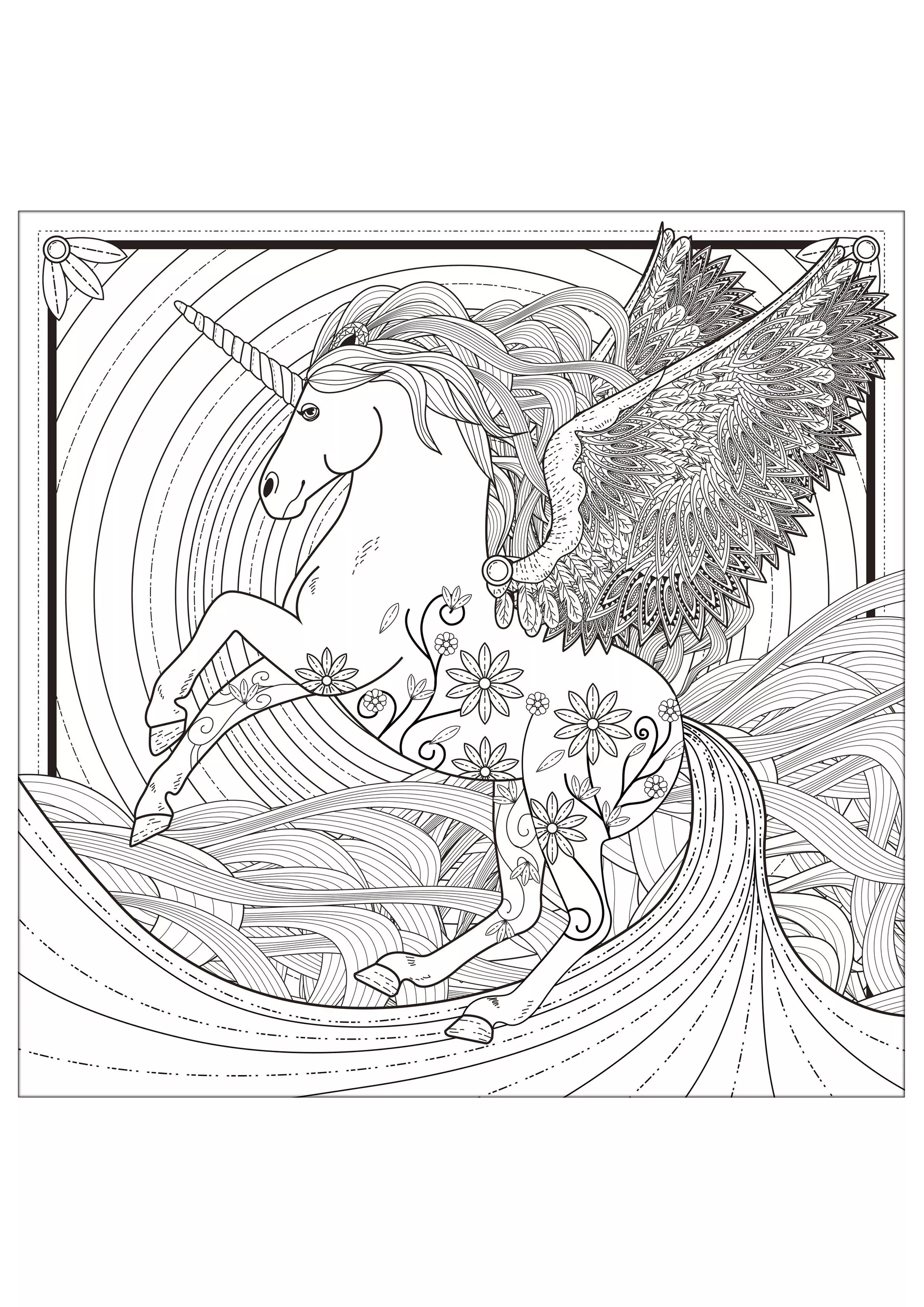 Unicorn (Printable Coloring Page for adults)