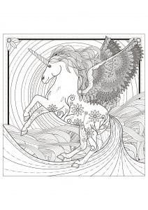 Coloring page adults unicorn 1