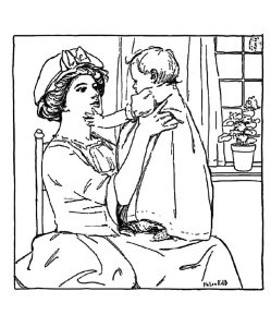 Printable Coloring Page for adults : Vintage-drawing-mother-and-girl
