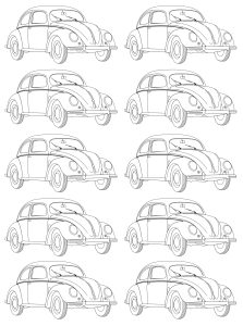 Coloring adult volkswagen type 1 beetle mosaic